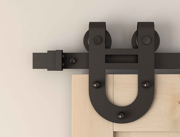 U-shaped barn door hardware