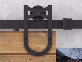 U-shaped single wheel barn door hardware