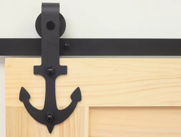 Anchor shape barn door hardware